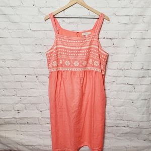 LOFT Embroidered Pink Dress
